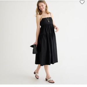 NWT J.Crew Black Tier Tie-Back Cotton Poplin Dress size 2